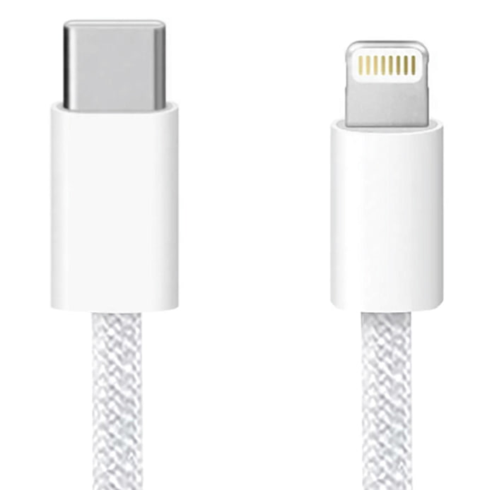 USB кабель "WALKER" C860, 30W, Type-C-Lightning, поддержка PD, нейлон, белый