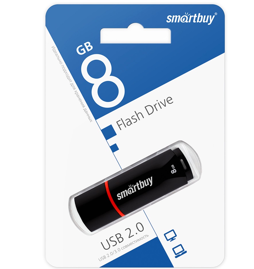 USB флеш-накопитель Smartbuy 08 GB USB 2.0 Crown, черный