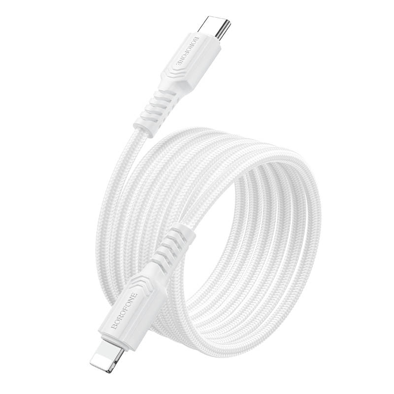 USB-C кабель BOROFONE BX116 Certain PD Type-C to Lightning (100см., нейлон), белый