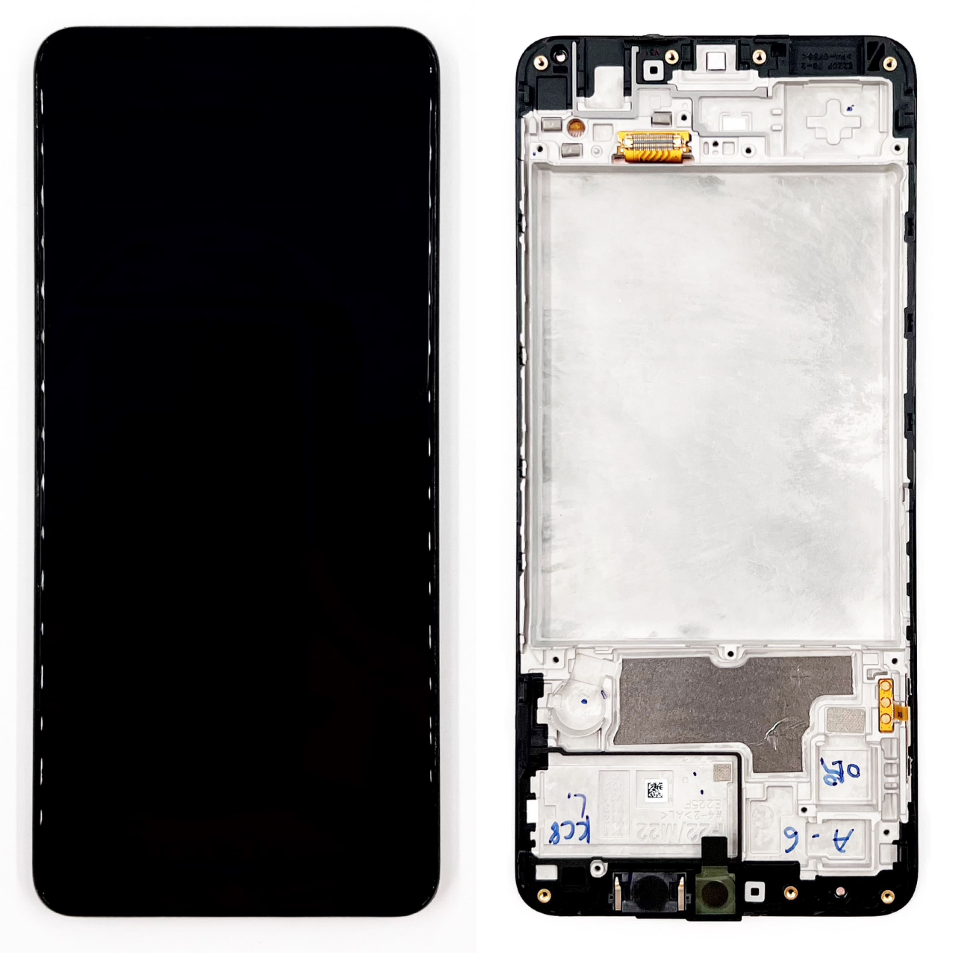 Дисплей Samsung M225F GALAXY M22 в сборе с тачскрином и рамкой, Черный (OR100%)