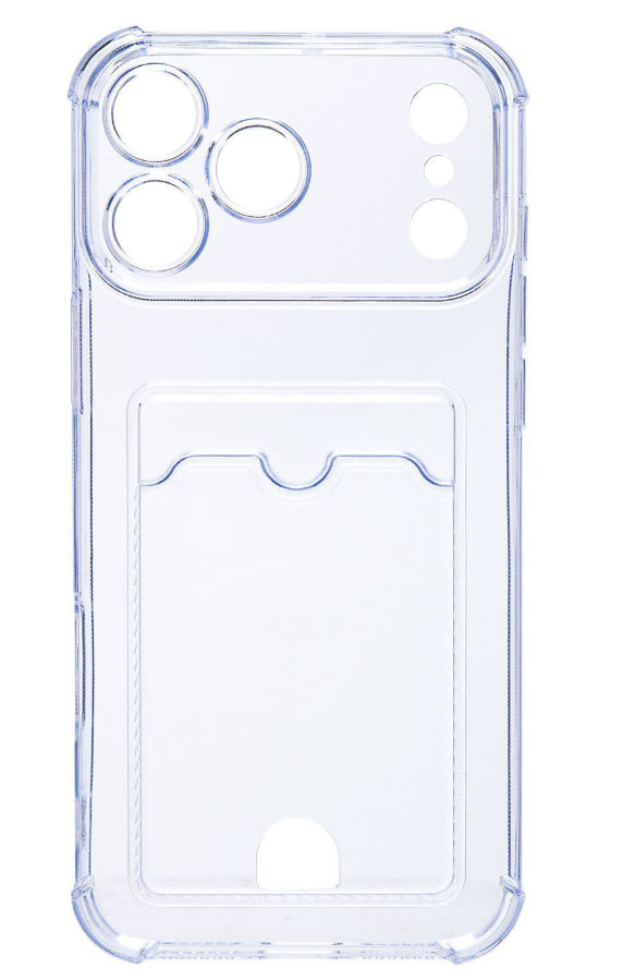 Чехол силиконовый с визитницей для iPhone 17 Pro, светло-голубой