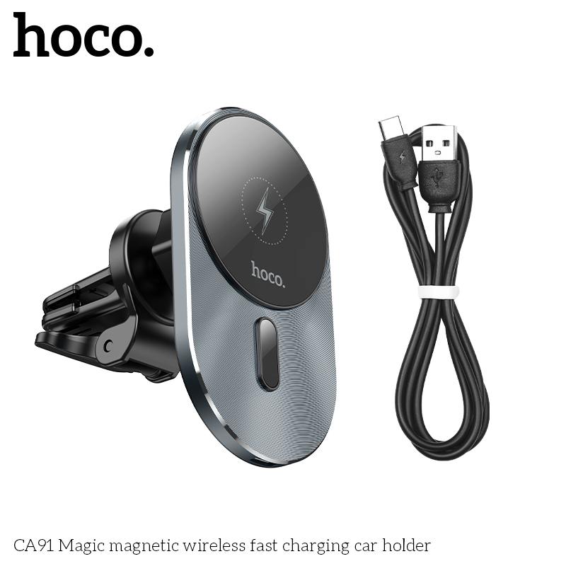 Держатель автомобильный с беспроводной зарядкой HOCO CA91 Magic, (MagSafe) 15W, черный