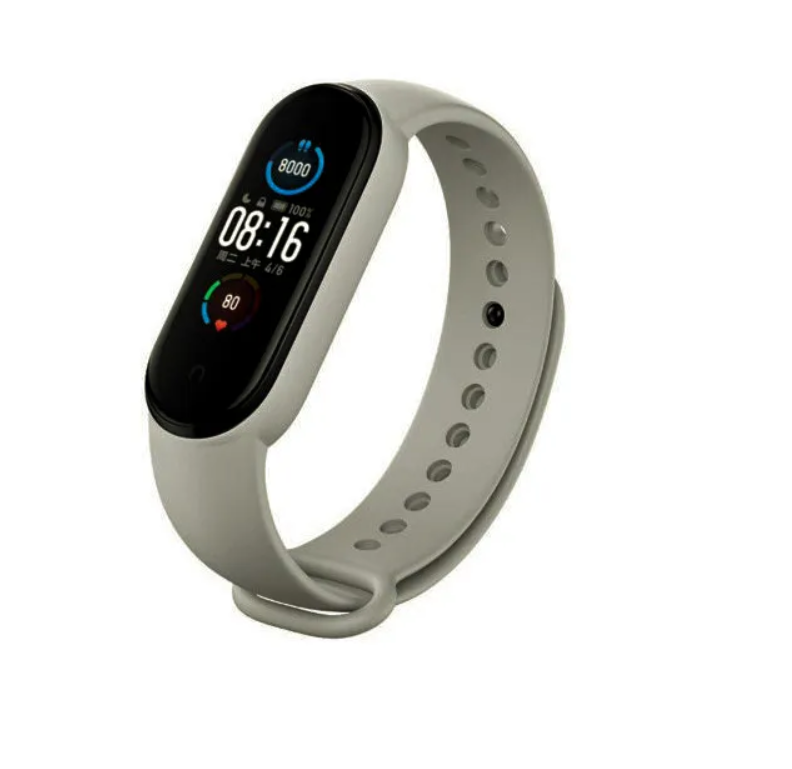 Ремешок силиконовый для Mi Band 5/ 6, светло-серый №16