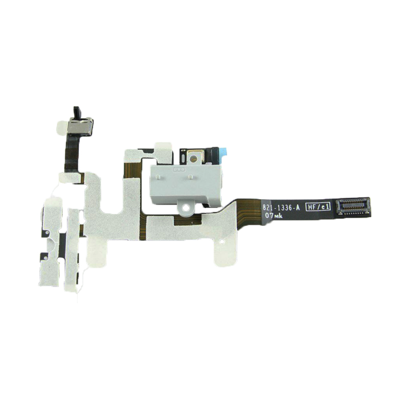 Шлейф iPhone 4s с разъемом гарнитуры, громкости, переключателем и микрофоном, Белый