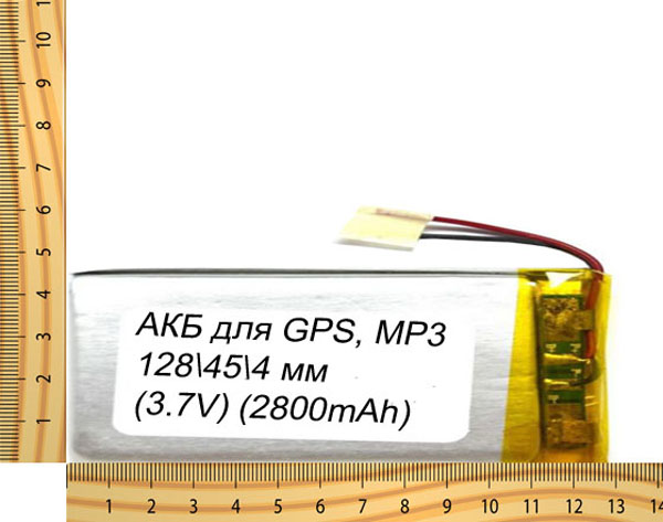 АКБ универсальная на проводах 128/ 45/ 4 мм (3.7V, 3500mAh)