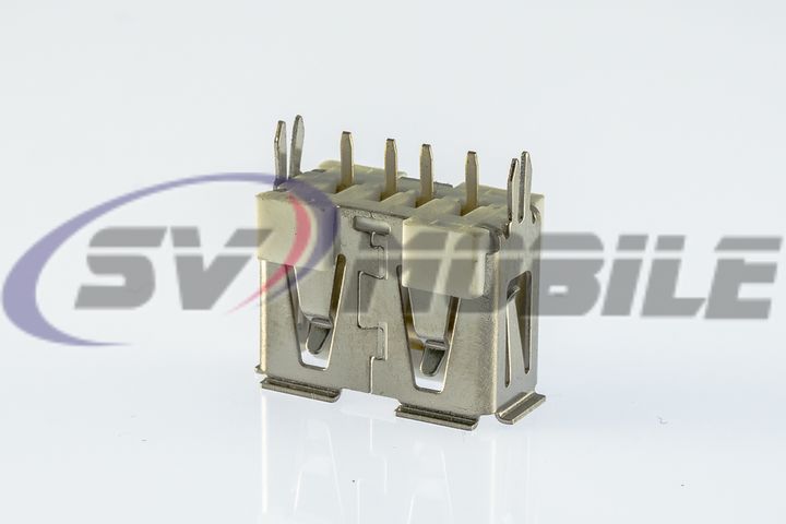 Разъем USB 2.0 для ноутбука USB-A02/S одинарный (13*5*10мм), ножки в плату, установка на плату