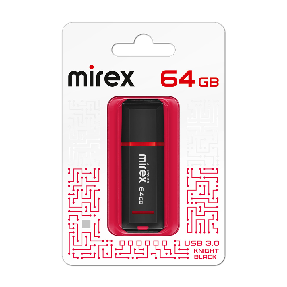 USB флеш-накопитель Mirex 64 GB USB 3.0 KNIGHT, черный