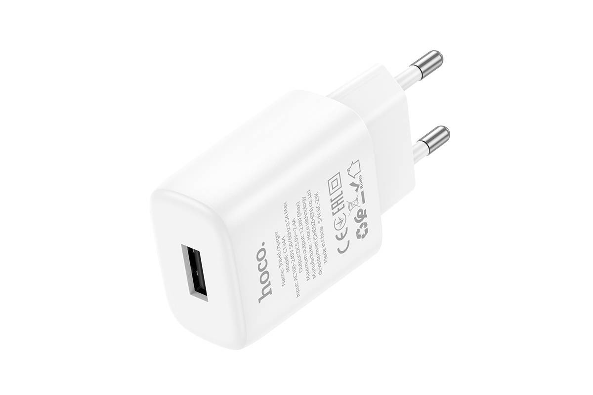 Сетевой адаптер HOCO C134A Solid single port charger 2.4A, белый