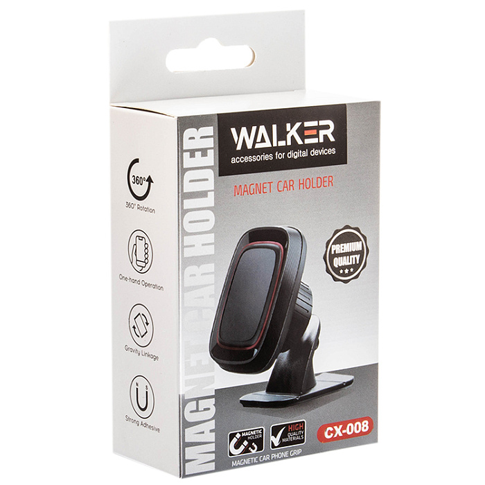 Держатель автомобильный WALKER CX-008 Магнитный на панель, черный