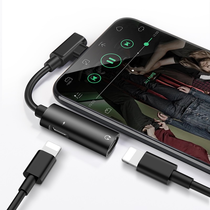 Переходник HOCO LS18 Lightning digital converter, черный