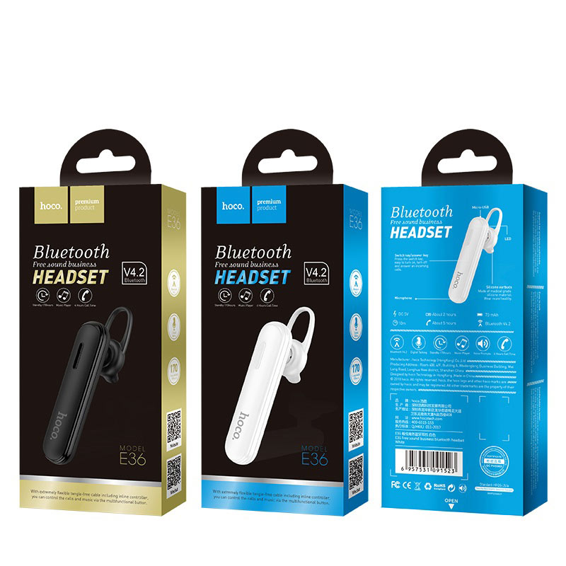 Bluetooth гарнитура HOCO E36 Free sound, черная