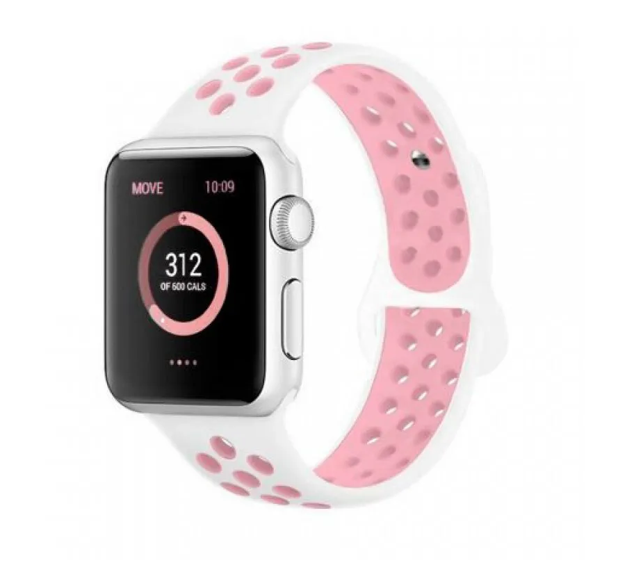 Ремешок Band Sport Nike для Apple Watch 42 мм/ 44 мм белый со светло-розовым №13