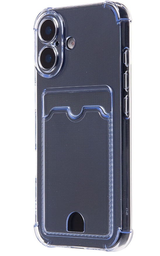 Чехол силиконовый с визитницей для iPhone 17, светло-голубой