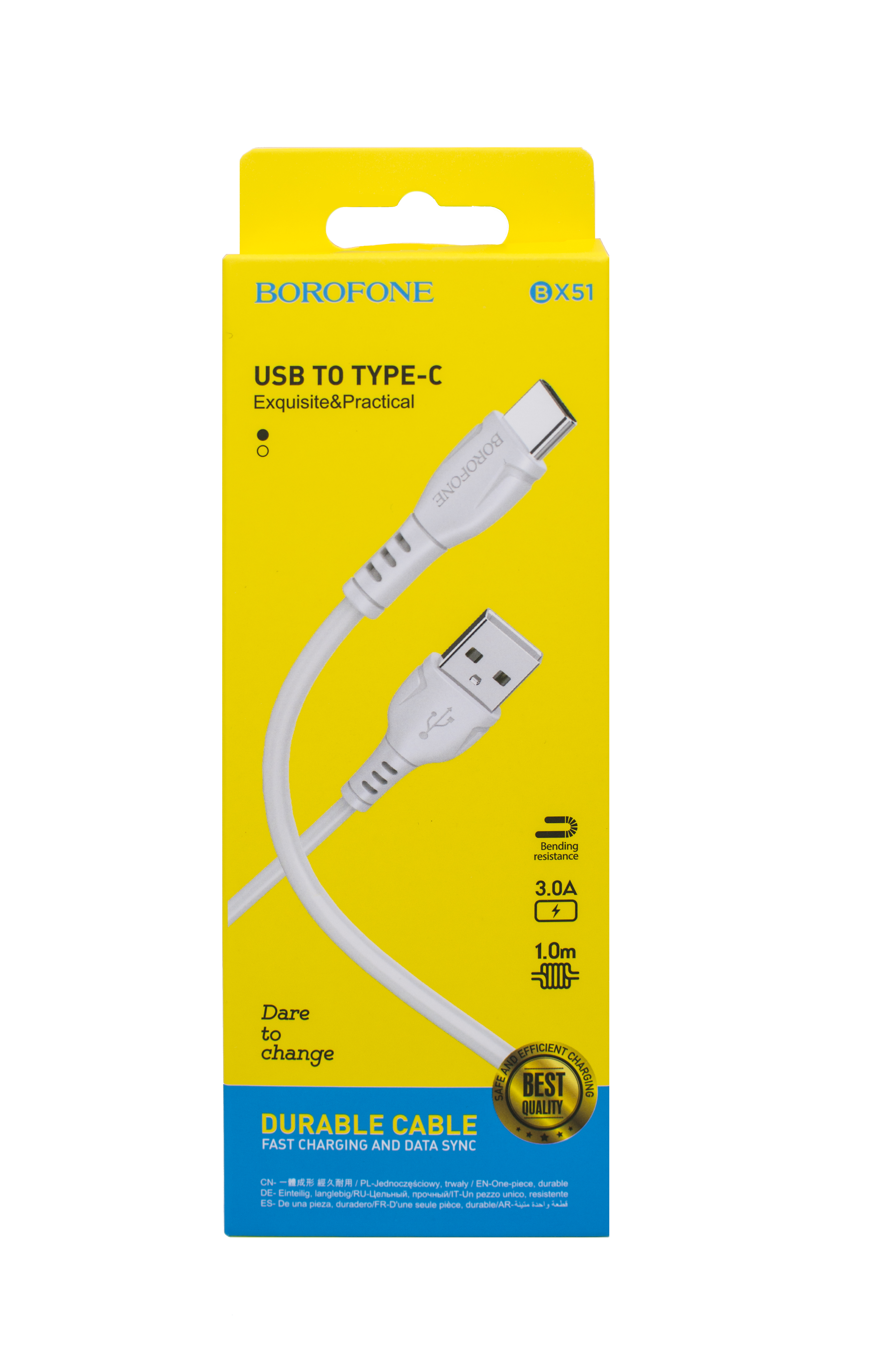 USB кабель Type-C BOROFONE BX51 Triumph (100см), белый