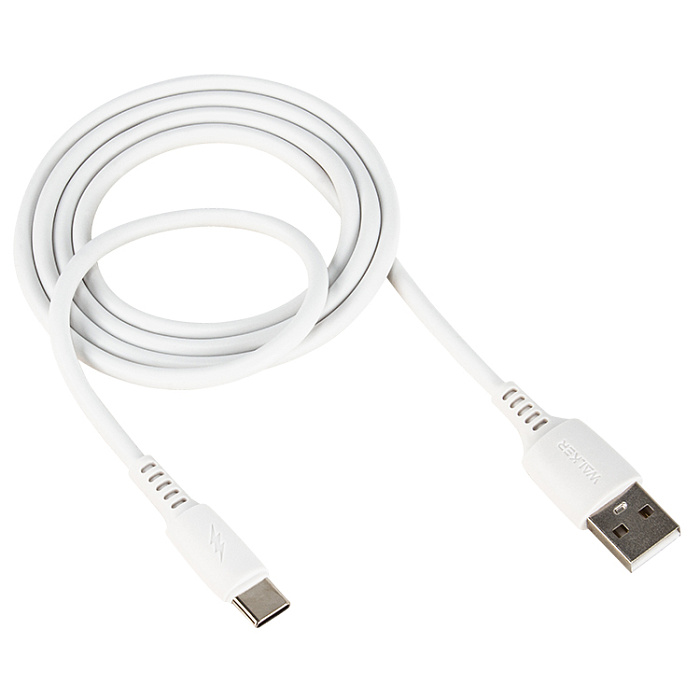 USB кабель Type-c WALKER C308, 2.4А,  QC, (100см), белый