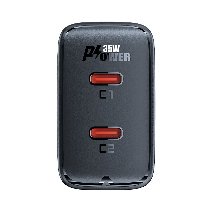 Сетевой адаптер ACEFAST A49 PD35W GAN USB-C + USB-C charger,защита по току и от перегрева, черный