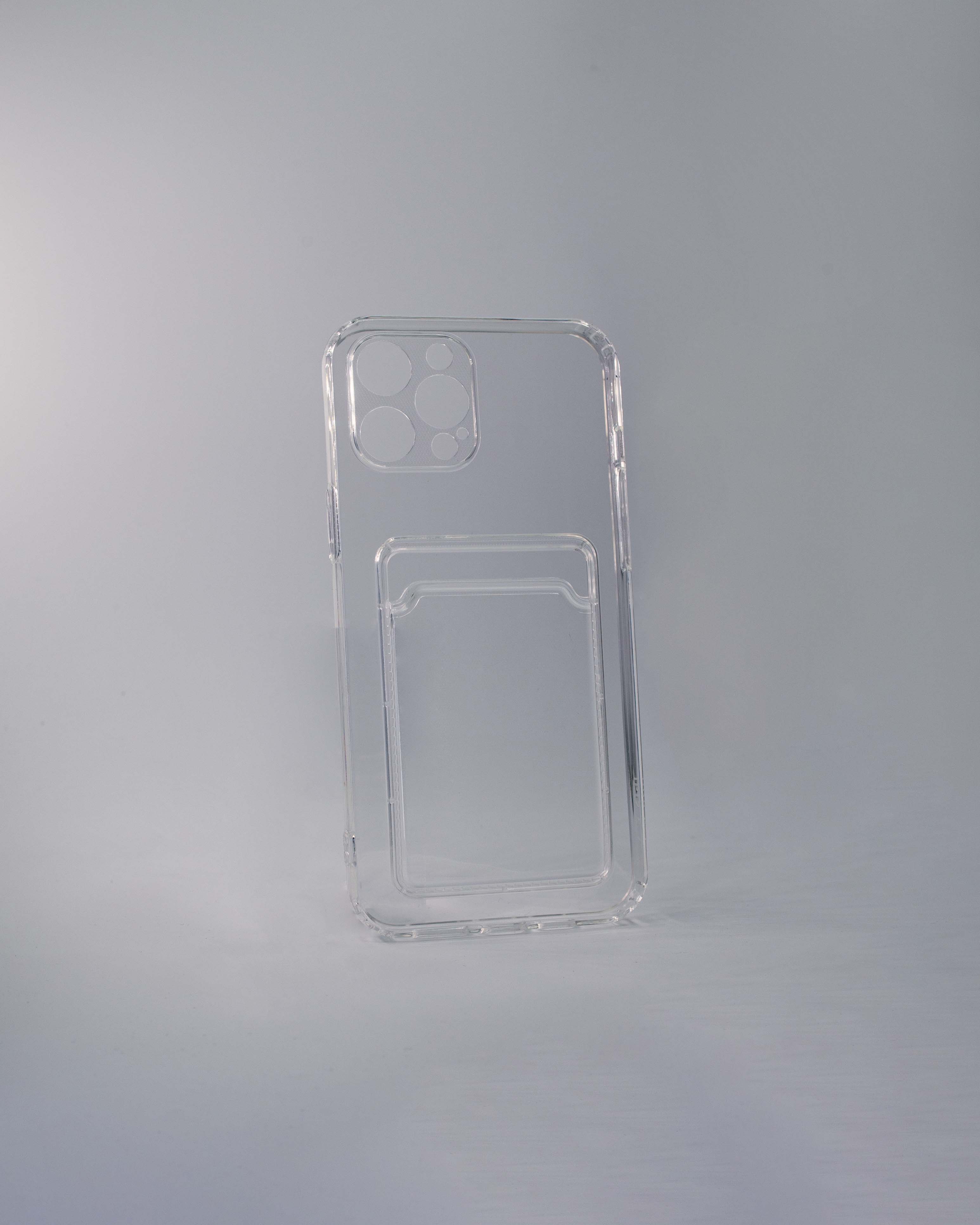 Чехол силиконовый с визитницей iPhone 12 Pro, прозрачный