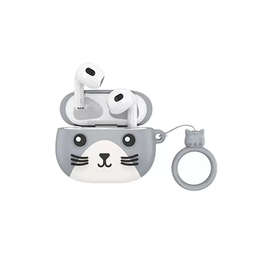 Беспроводные наушники HOCO EW46 Bluetooth True wireless stereo headset + чехол котик серый