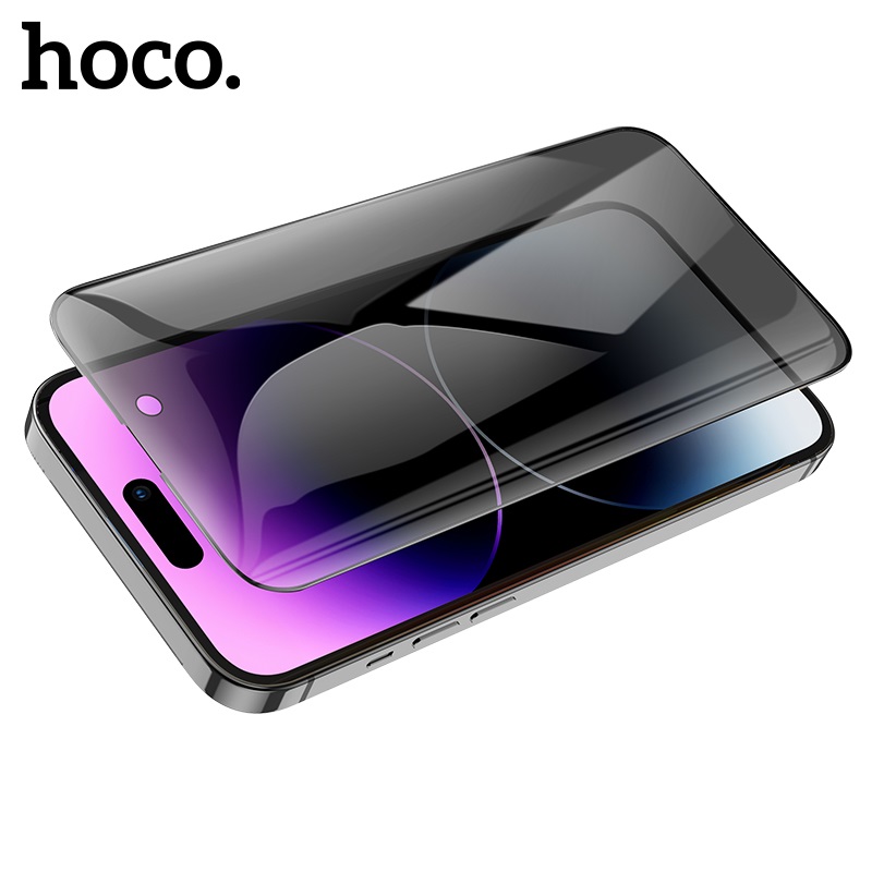 Защитное стекло iPhone 14 Pro HOCO A12 Pro AntiSpy, 3D, черное