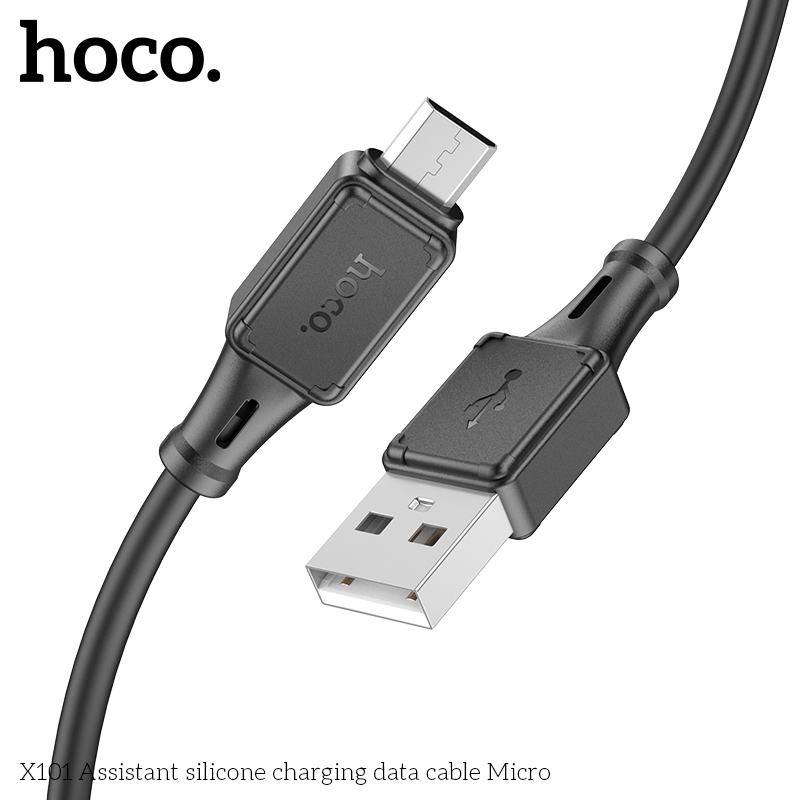 USB кабель micro USB HOCO X101 Assistant silicone (100см, 2,4A), черный