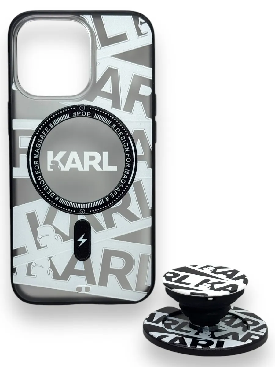 Чехол пластиковый с MagSafe и попсокетом для  iPhone 13 Pro, Karl