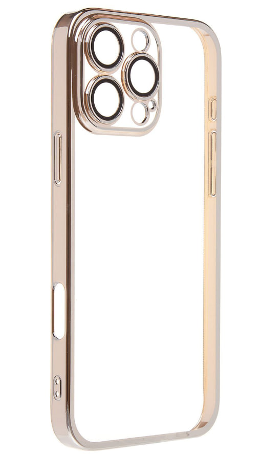 Чехол iPhone 16 Pro Max с защитной линзой, серебристый