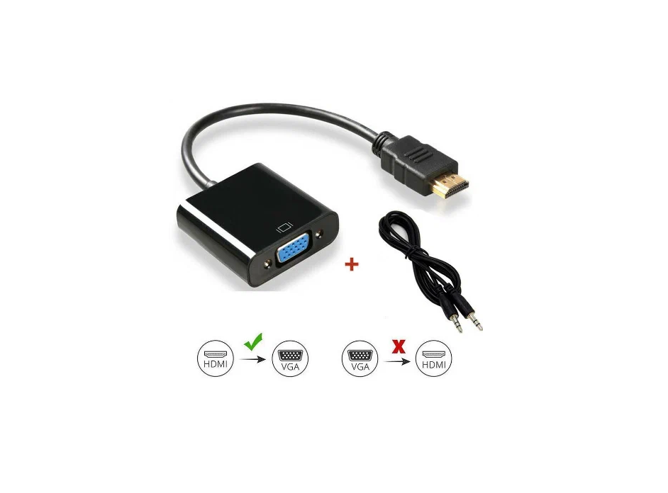 Конвертер HDMI (M) to VGA (F) + Jack3.5 (F) (черный)