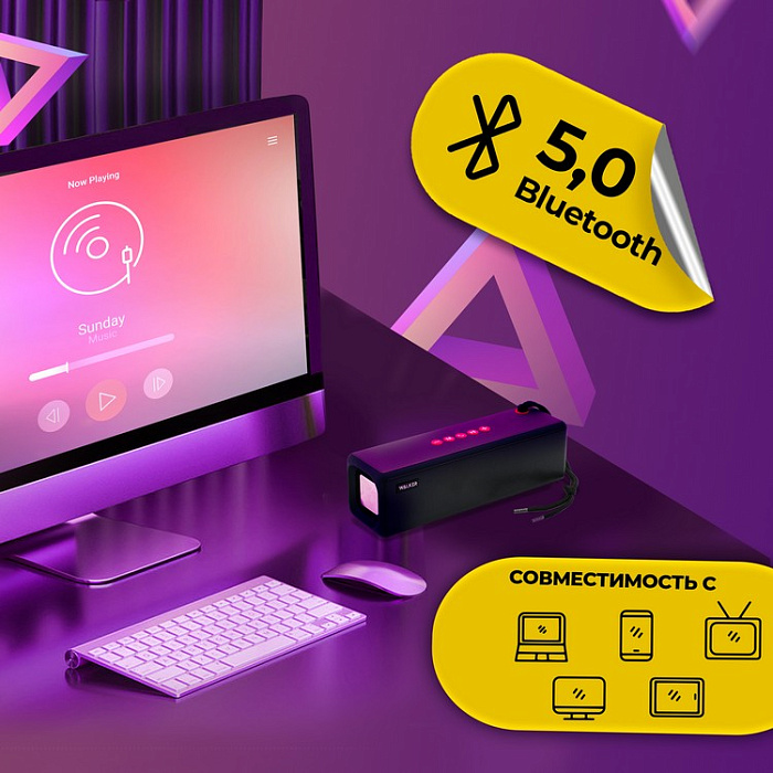 Колонка портативная WALKER WSP-130 Bluetooth, черная