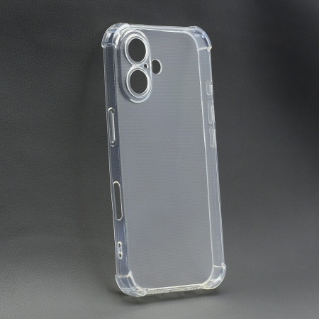 Чехол силиконовый противоударный для iPhone 16 Plus, прозрачный