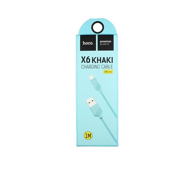 USB кабель micro USB HOCO X6 Khaki (100см. 2.1A), белый