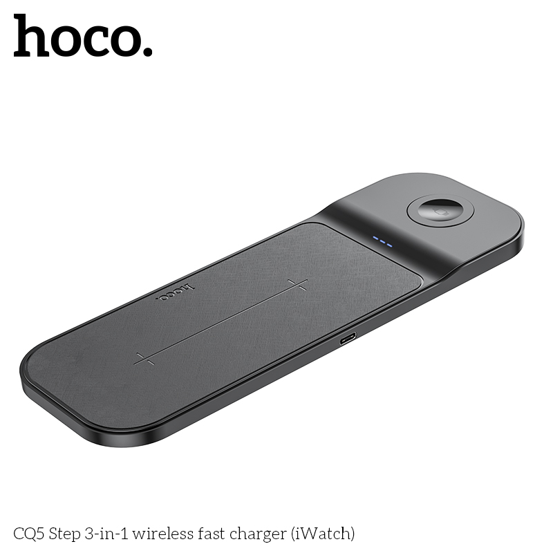 Беспроводное зарядное устройство HOCO CQ5 Step 3-in-1 Wireless fast Charger (iWatch), черный