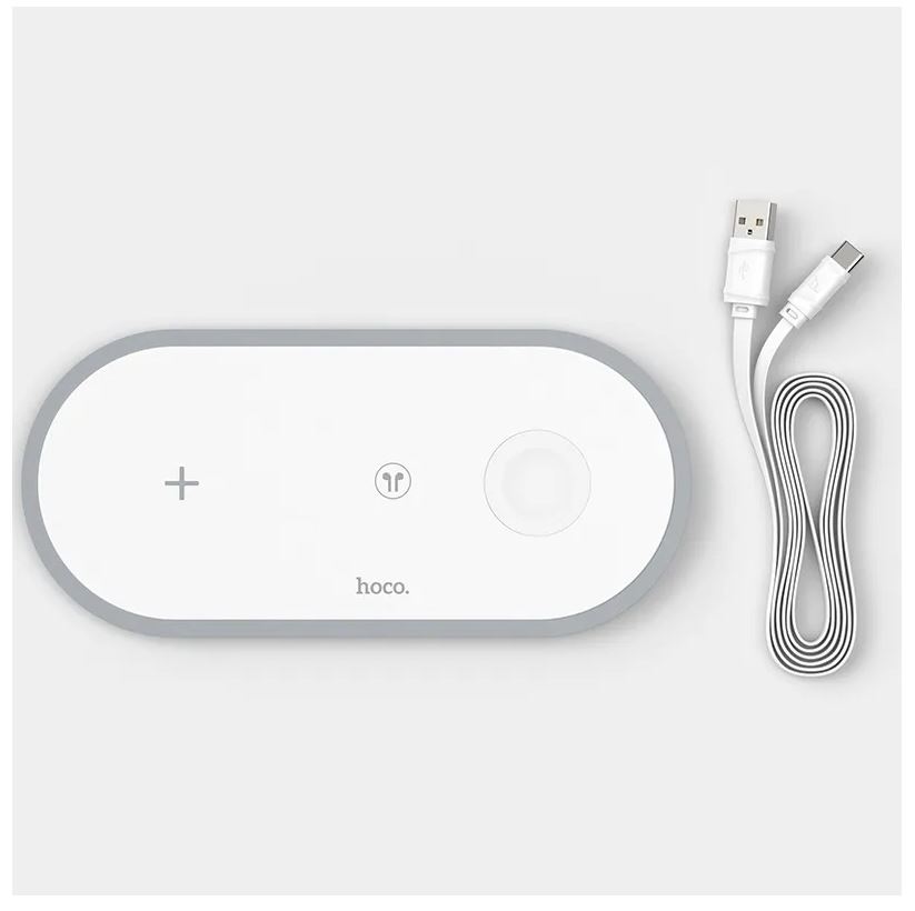 Беспроводное зарядное устройство HOCO CW24 Handsome 3 в 1 wireless fast charger, белый