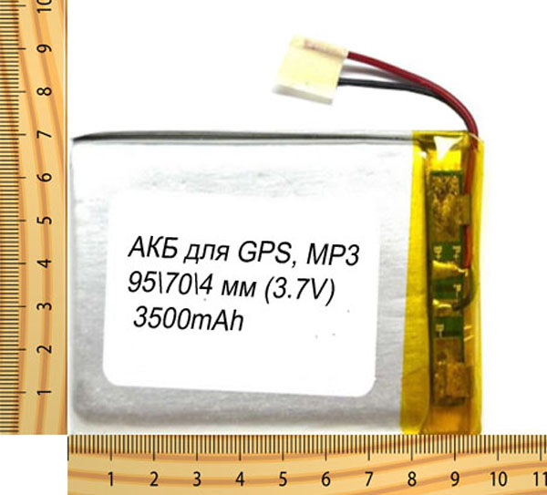 АКБ универсальная на проводах 95/ 70/ 4 мм (3.7V, 3500mAh)