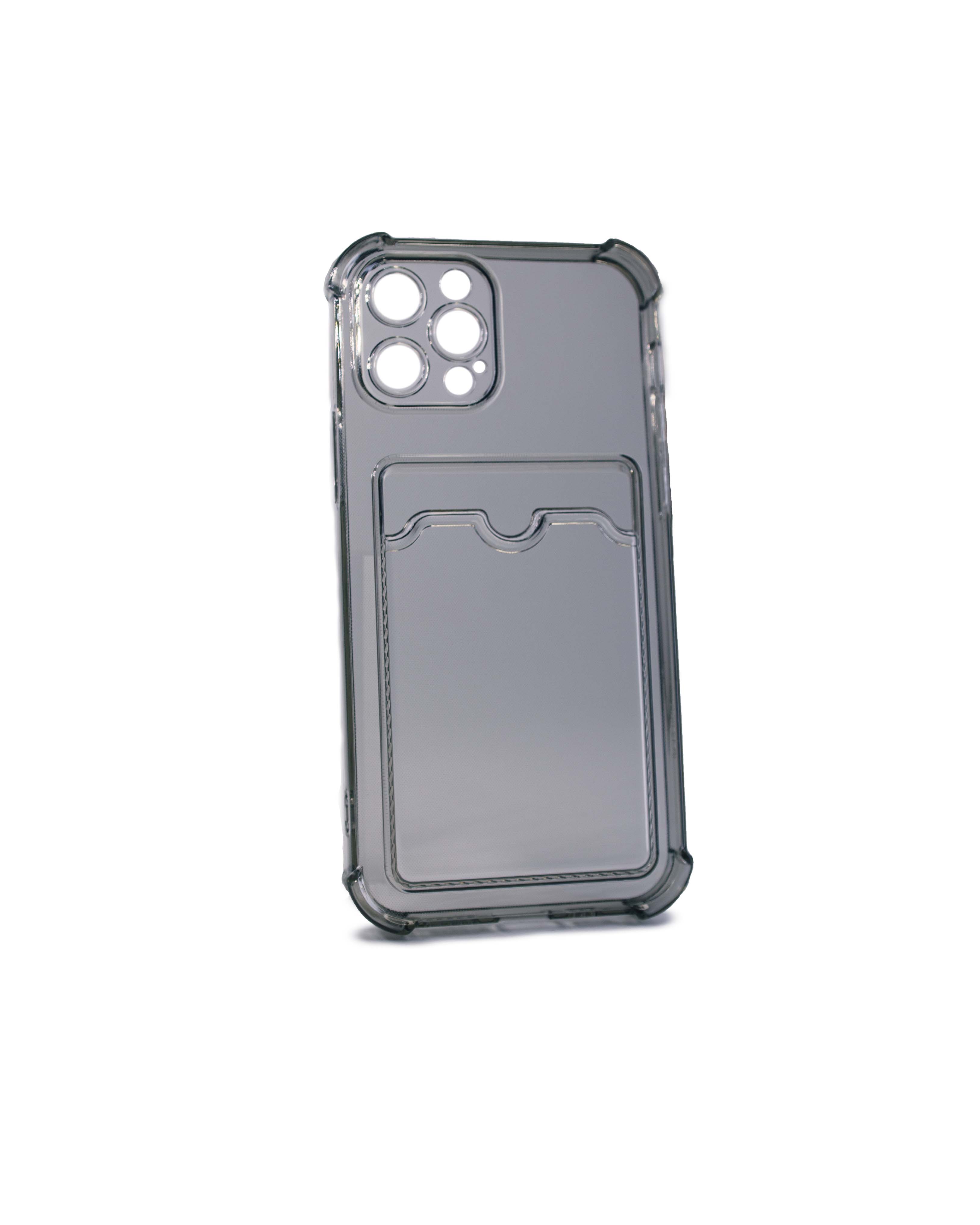 Чехол силиконовый с визитницей iPhone 12/ 12 Pro, черный