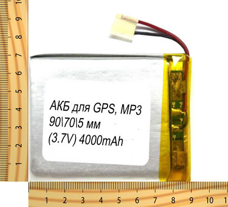 АКБ универсальная на проводах 90/ 70/ 5 мм (3.7V) 4000mAh