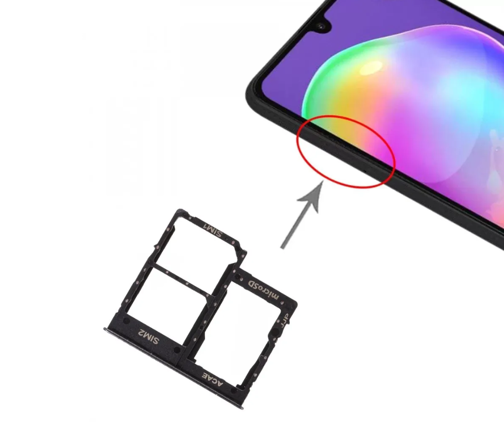 Держатель Sim Samsung A315 (A31), черный