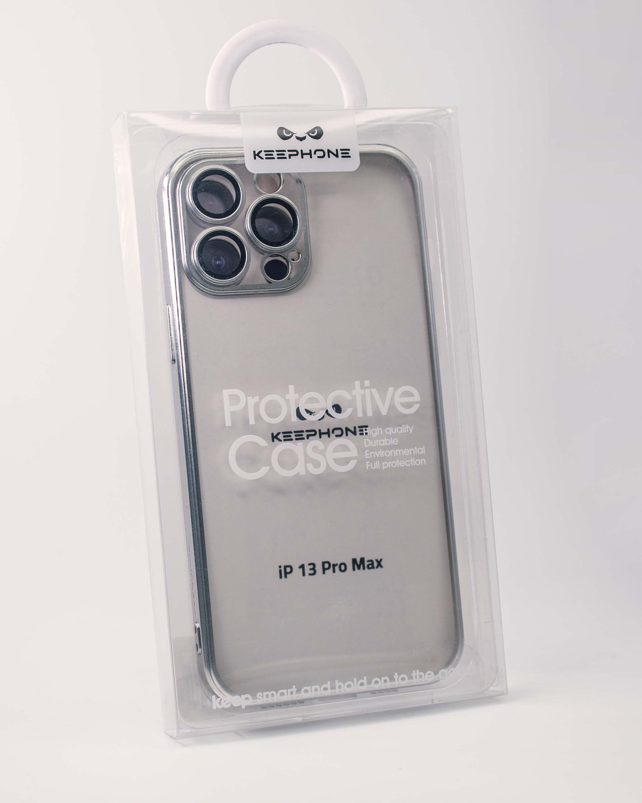 Чехол KeepHone iPhone 13 Pro Max с защитной линзой, серебро