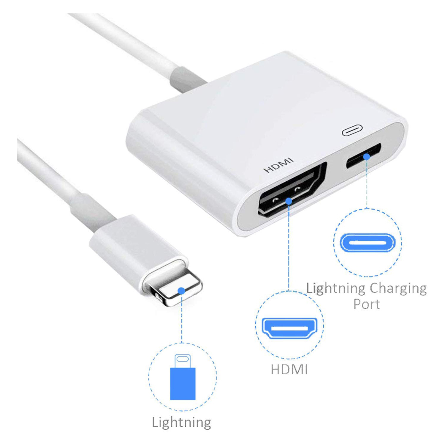 Адаптер-переходник Lightning to HDMI + Lightning кабель 15см (OT-AVW53)