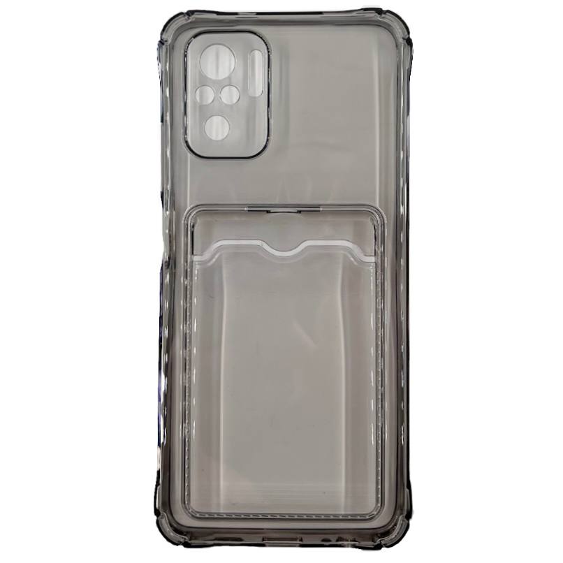 Чехол силиконовый с визитницей Xiaomi Redmi Note 10/ Note 10S прозрачный черный