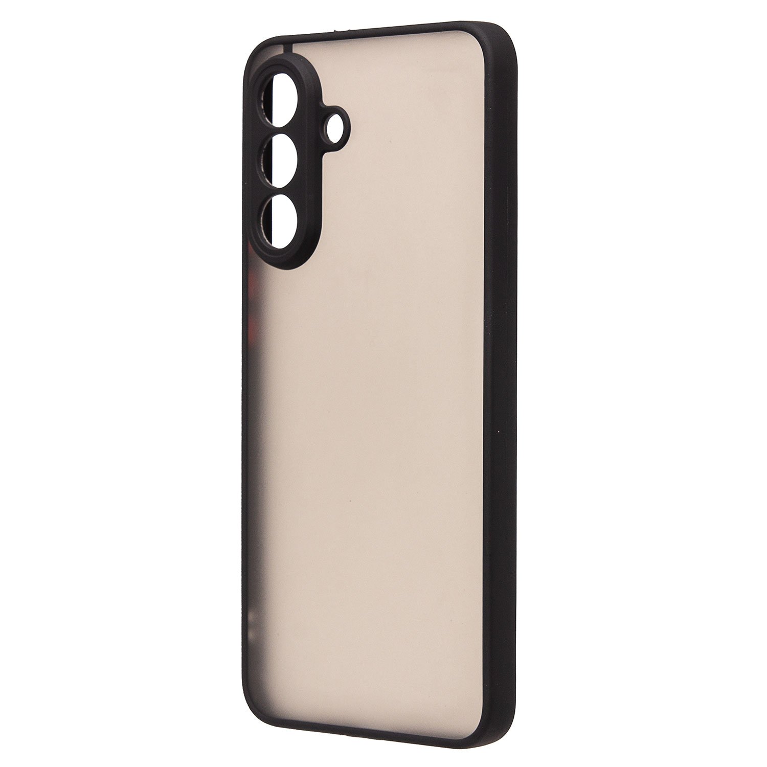 Чехол силиконовый матовый плотный для Samsung Galaxy A56 5G A266BD, прозрачный с черными бортами