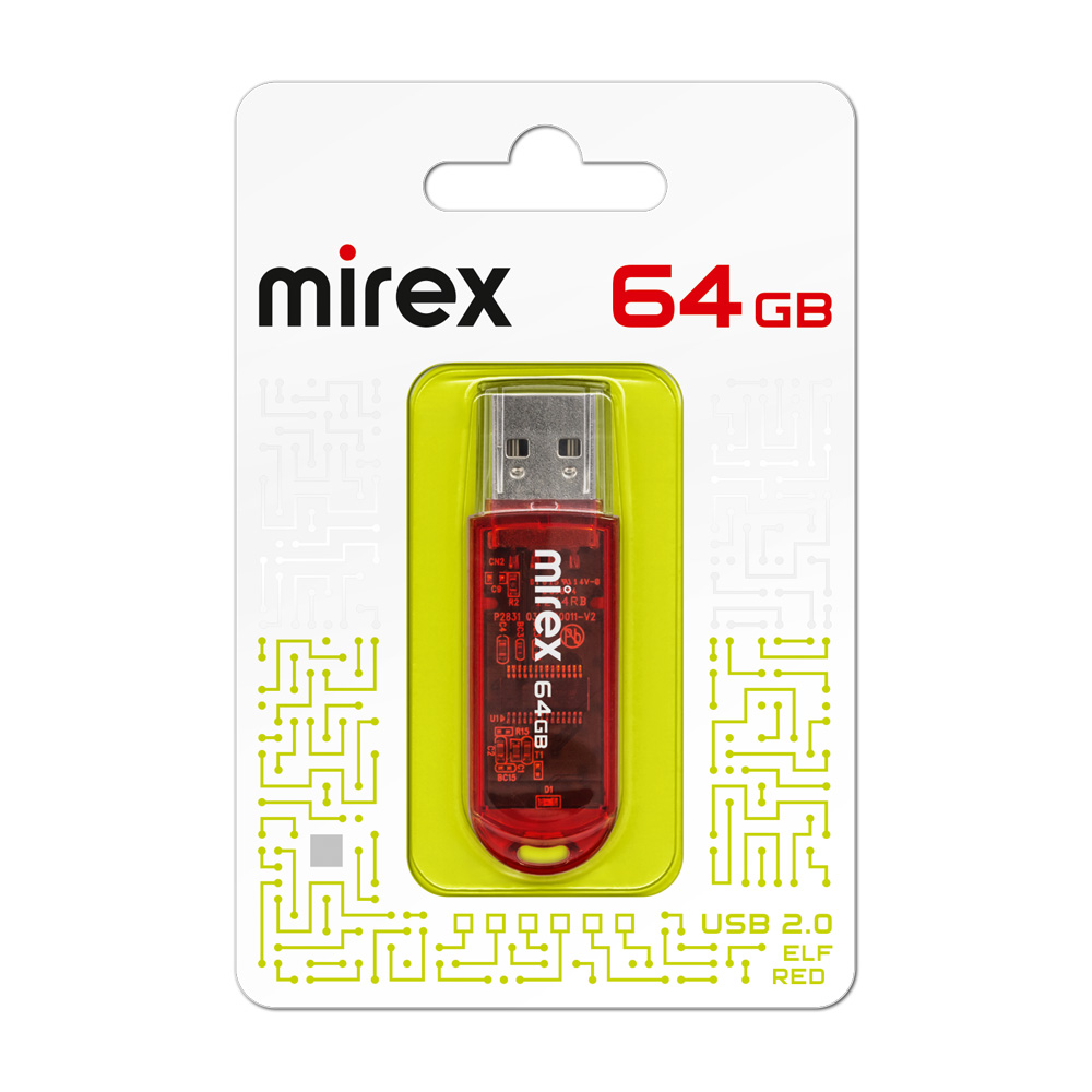 USB флеш-накопитель Mirex 64 GB USB 2.0 ELF, красный