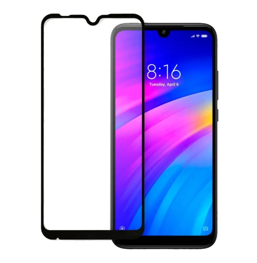 Защитное стекло Xiaomi Redmi 7, черное (тех упаковка)