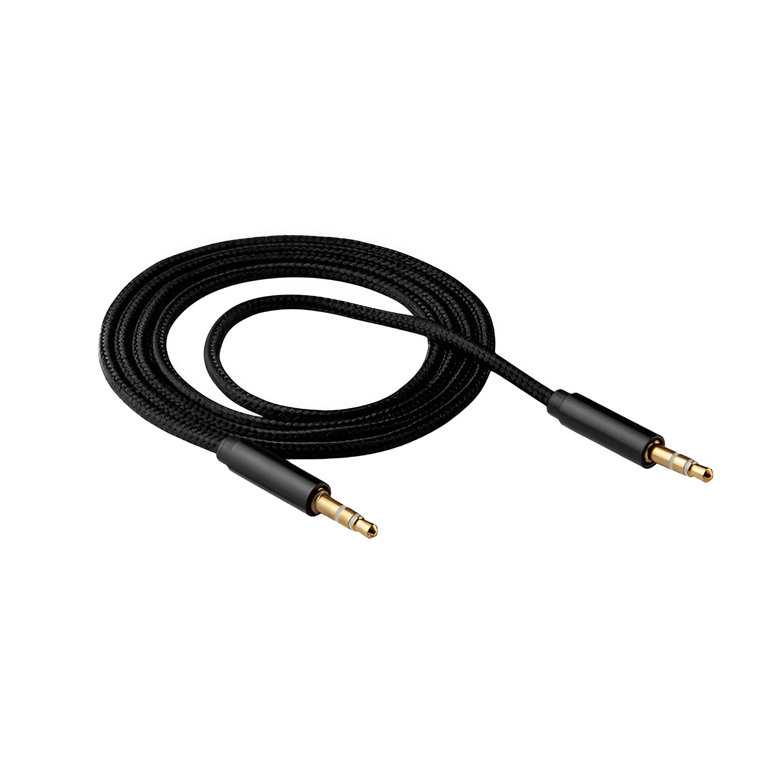 Кабель аудио AUX 3,5 WALKER A-A WCA-174 в тканевой обмотке (100см), черный