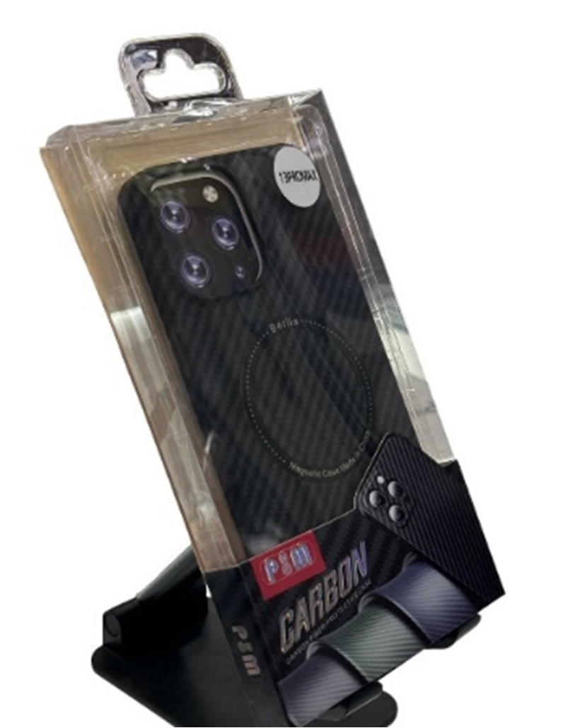 Чехол под карбон MagSafe iPhone 15 Pro, черный