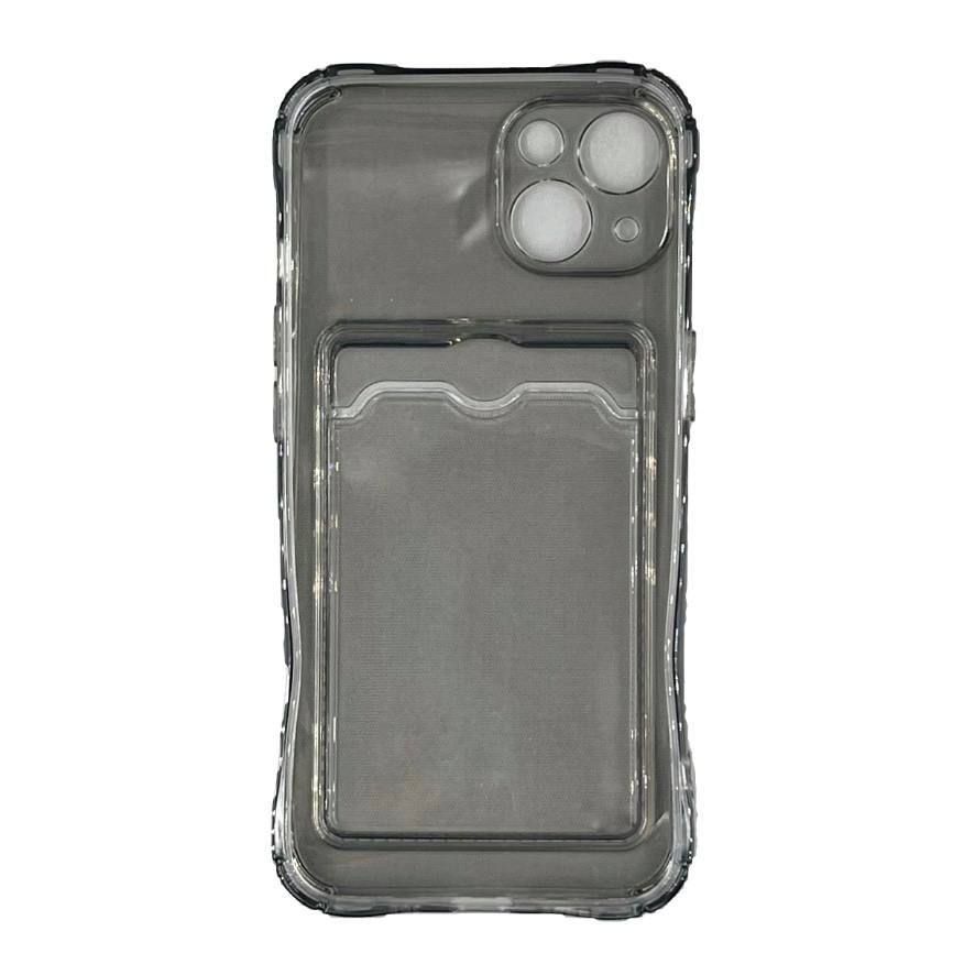 Чехол силиконовый с визитницей iPhone 13, прозрачный черный