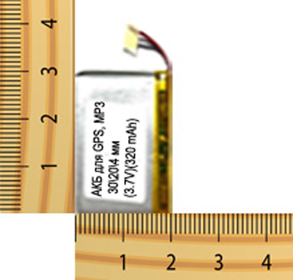 АКБ универсальная на проводах 30/ 20/ 4 мм (3.7V, 350 mAh)