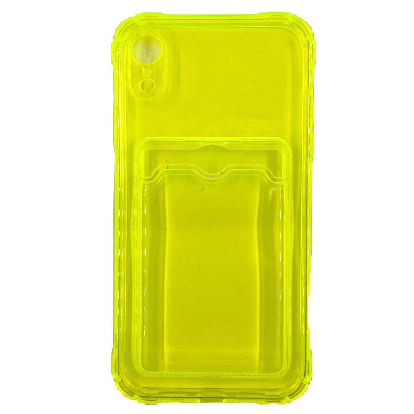 Чехол силиконовый с кармашком iPhone XR прозрачный салатовый