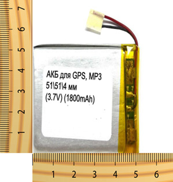 АКБ универсальная на проводах 51/ 51/ 4 мм (3.7V, 1800mAh)