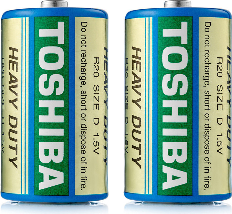 Батарейка Toshiba R20/2SH (1,5v, солевая) упаковка пленка 2 шт