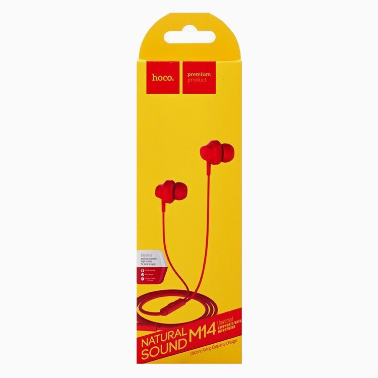 Наушники HOCO M14 Inital Sound universal earphone с микрофоном, красный